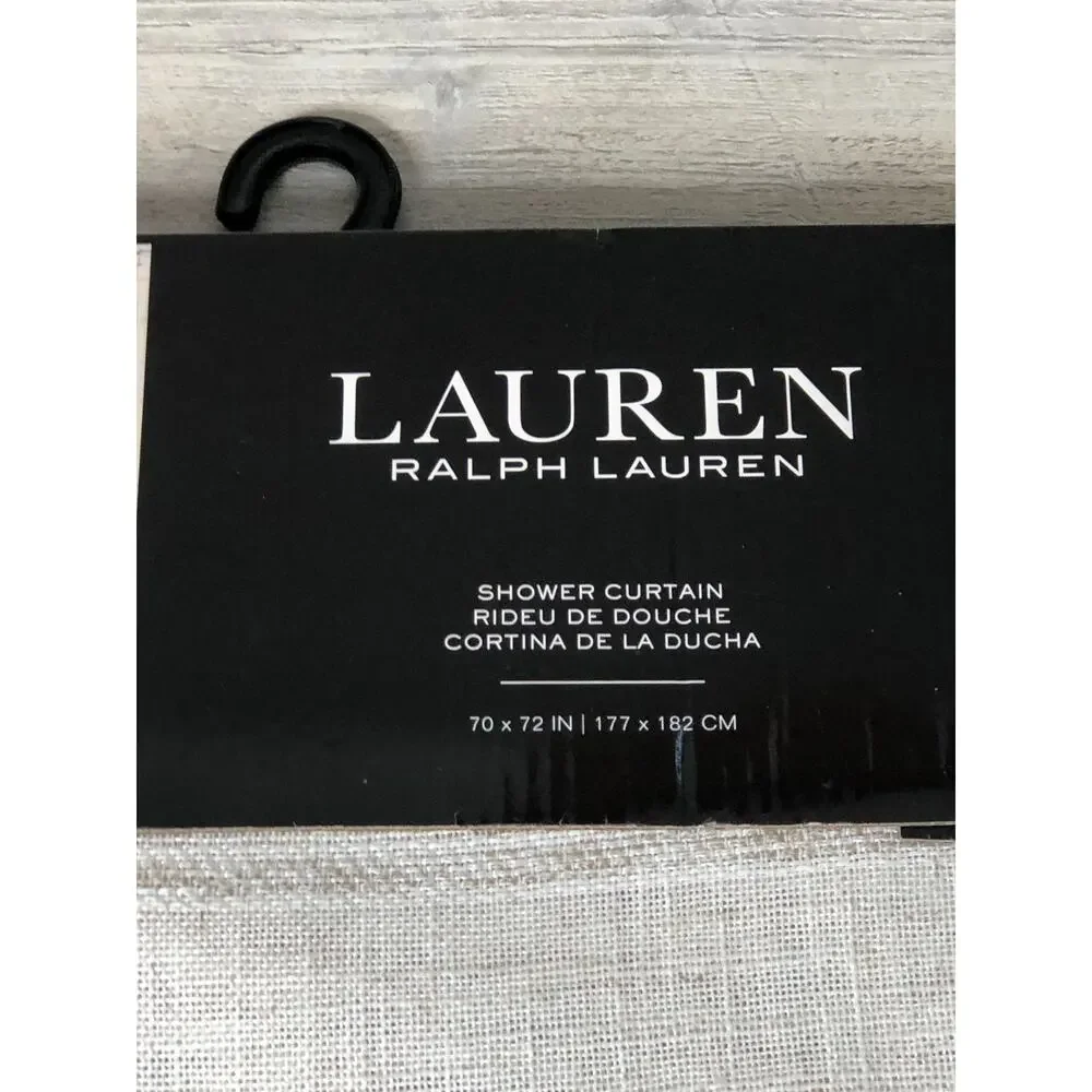 💥 RALPH LAUREN Shower Curtain Natural Beige Textured Stripe 70x72 NEW